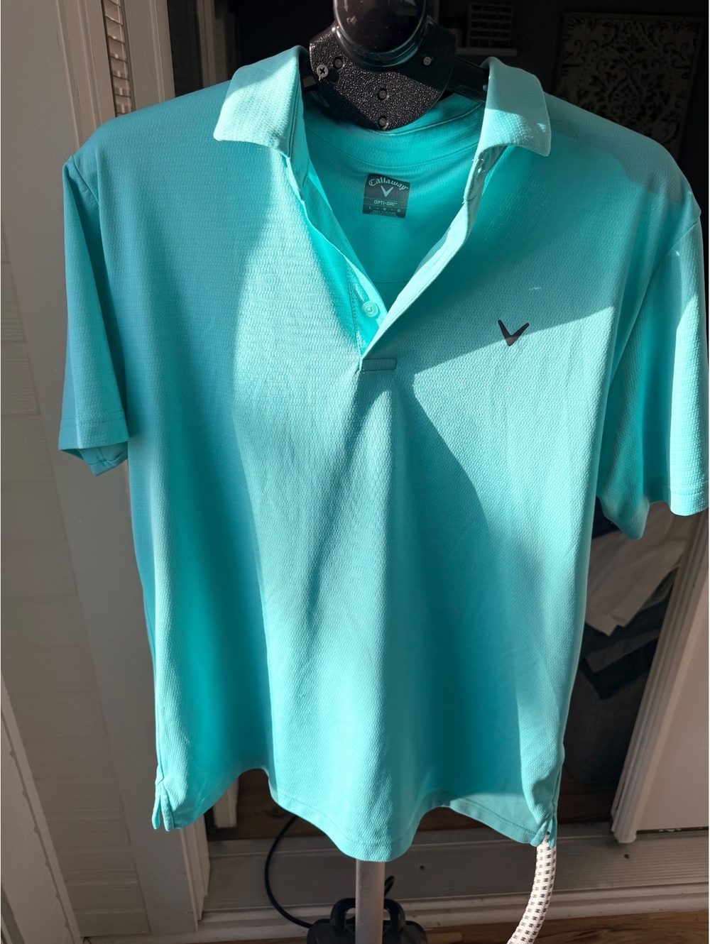 Turquoise short sleeve polo shirt